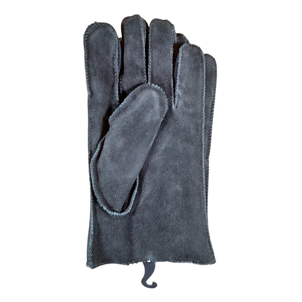 Vintage Massini Black Suede Leather Gloves Men's Size Large L Three Point Stitch - Picture 2 of 7